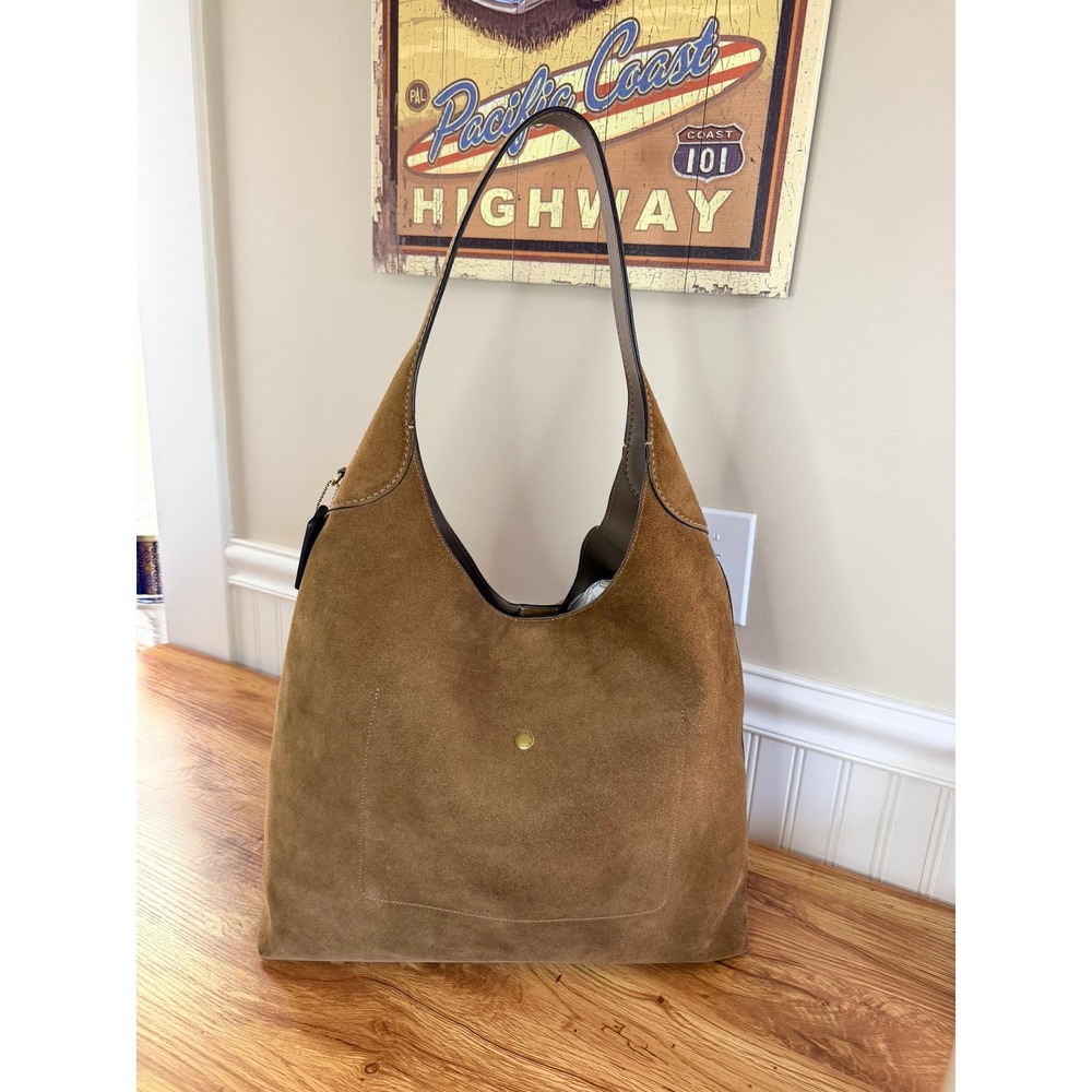 Coach Brooklyn Shoulder Bag 39 Warm Brown Suede Hobo CW636 Large Tote
